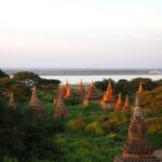 Bagan pagodas at sunset