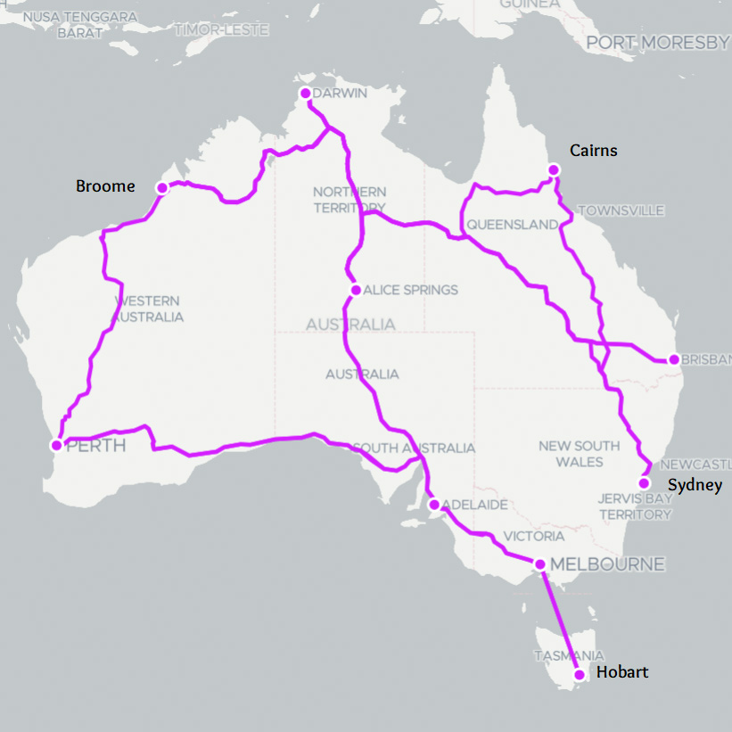 Crossing Australia routes